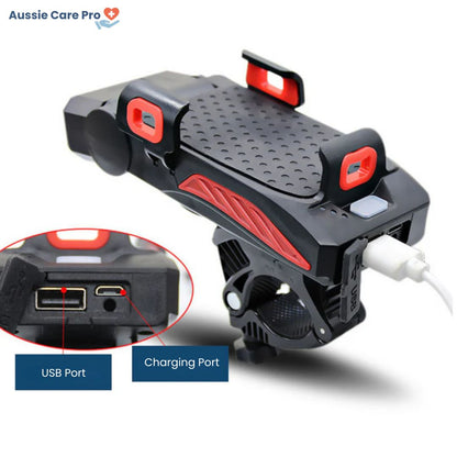 Waterproof 4-in-1 Bike Phone Mount with Light