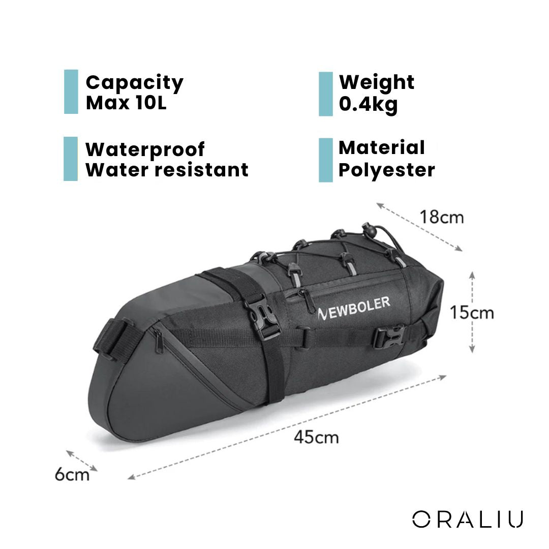 Waterproof Cycling Saddle Bag – 10L Lightweight Bike Storage