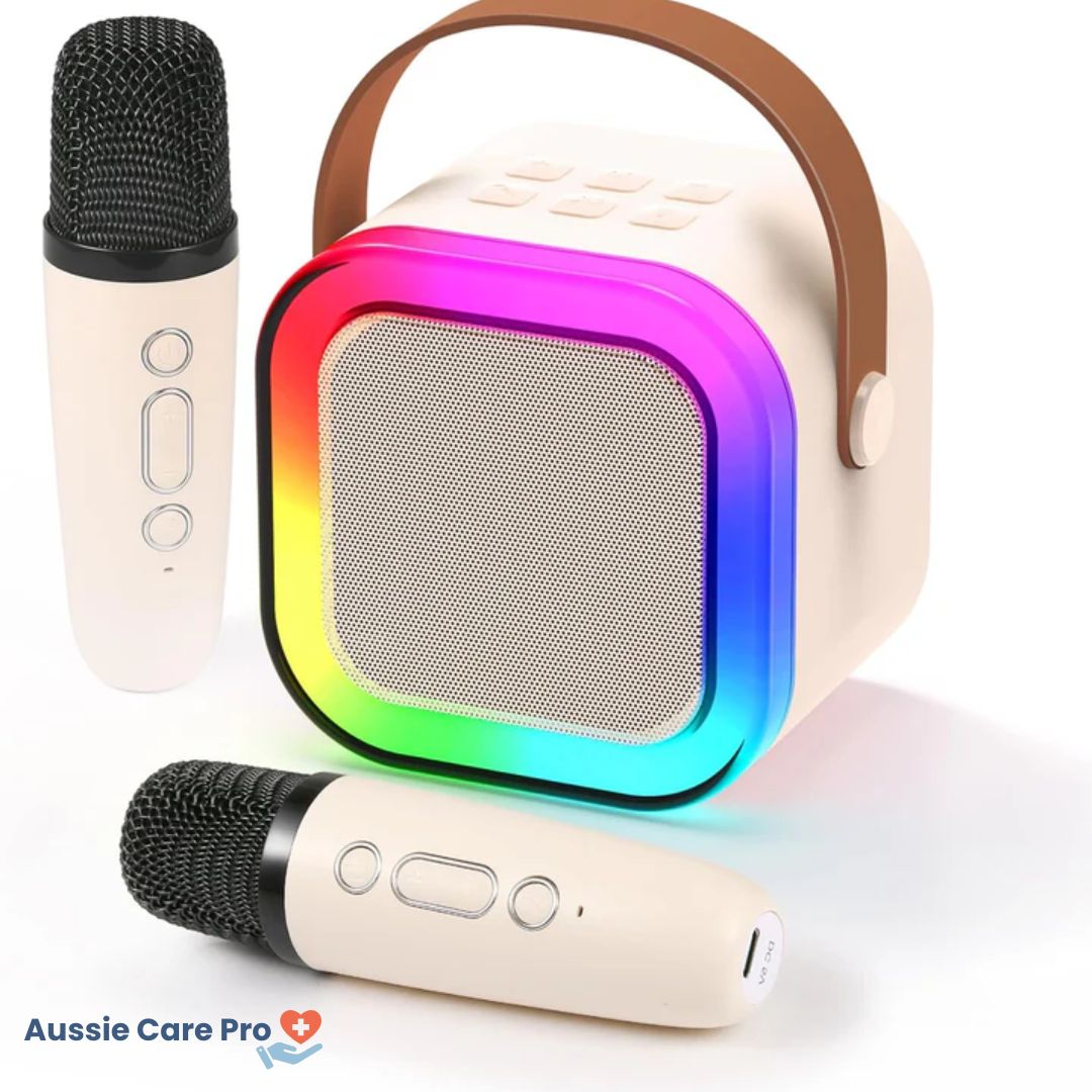 Fun Portable Karaoke System with Microphones and Lights