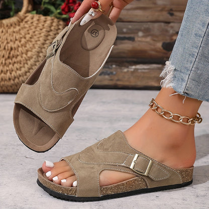 Comfortable Buckle Strap Flat Sandal