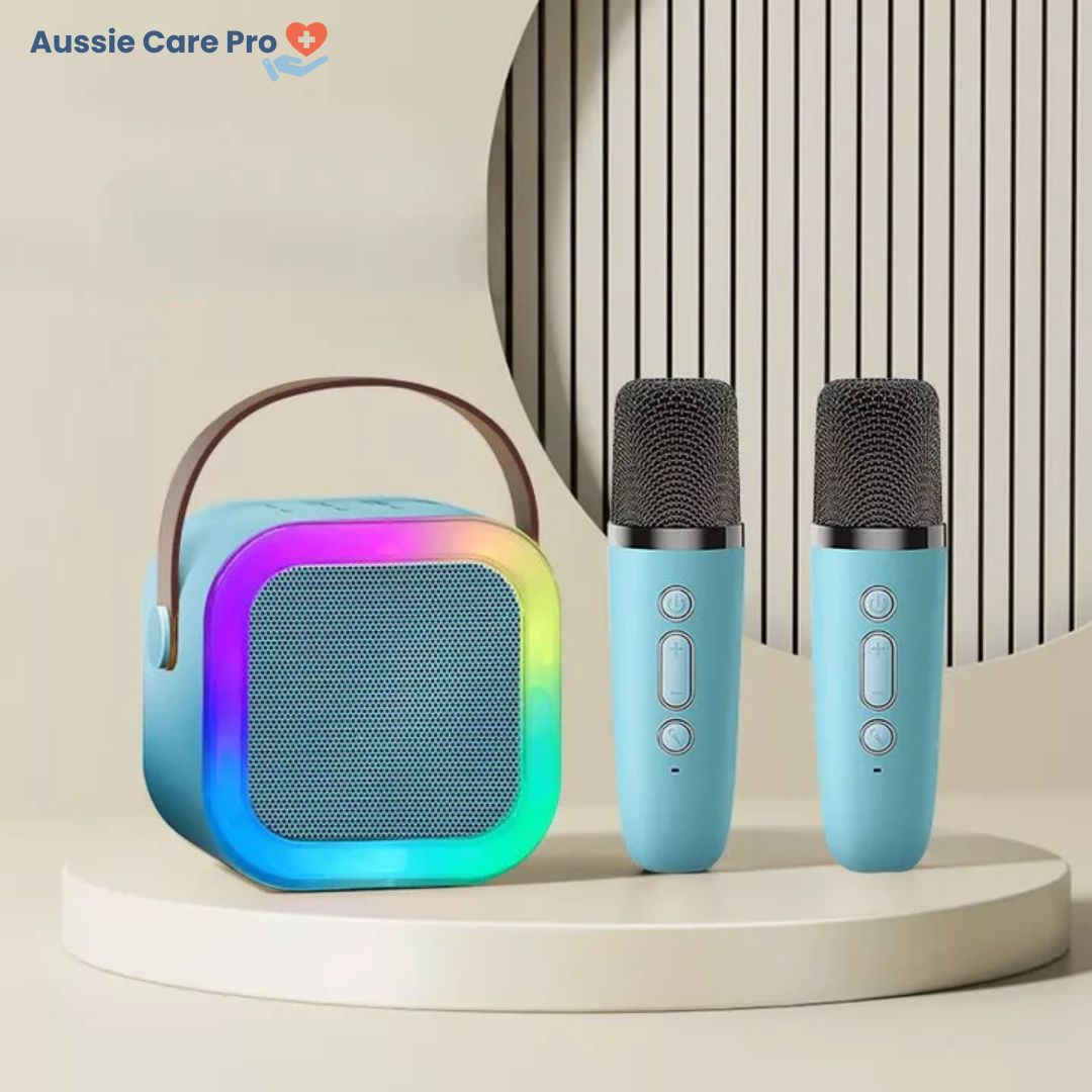 Fun Portable Karaoke System with Microphones and Lights