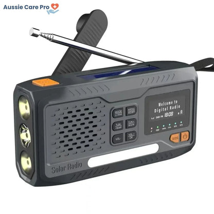 Portable Solar Powered Radio with Flashlight & Alarm - Luxivelle