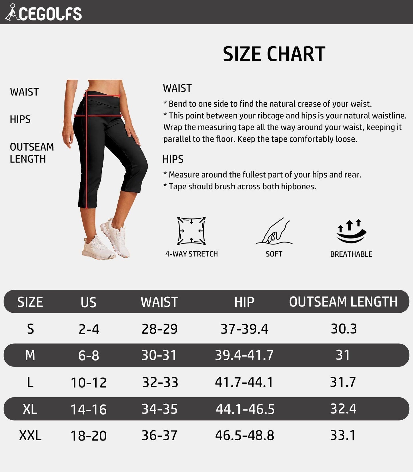 Athletic Fit Stretchy Capri Pants for Women