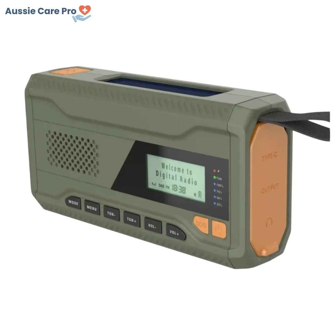 Portable Solar Powered Radio with Flashlight & Alarm