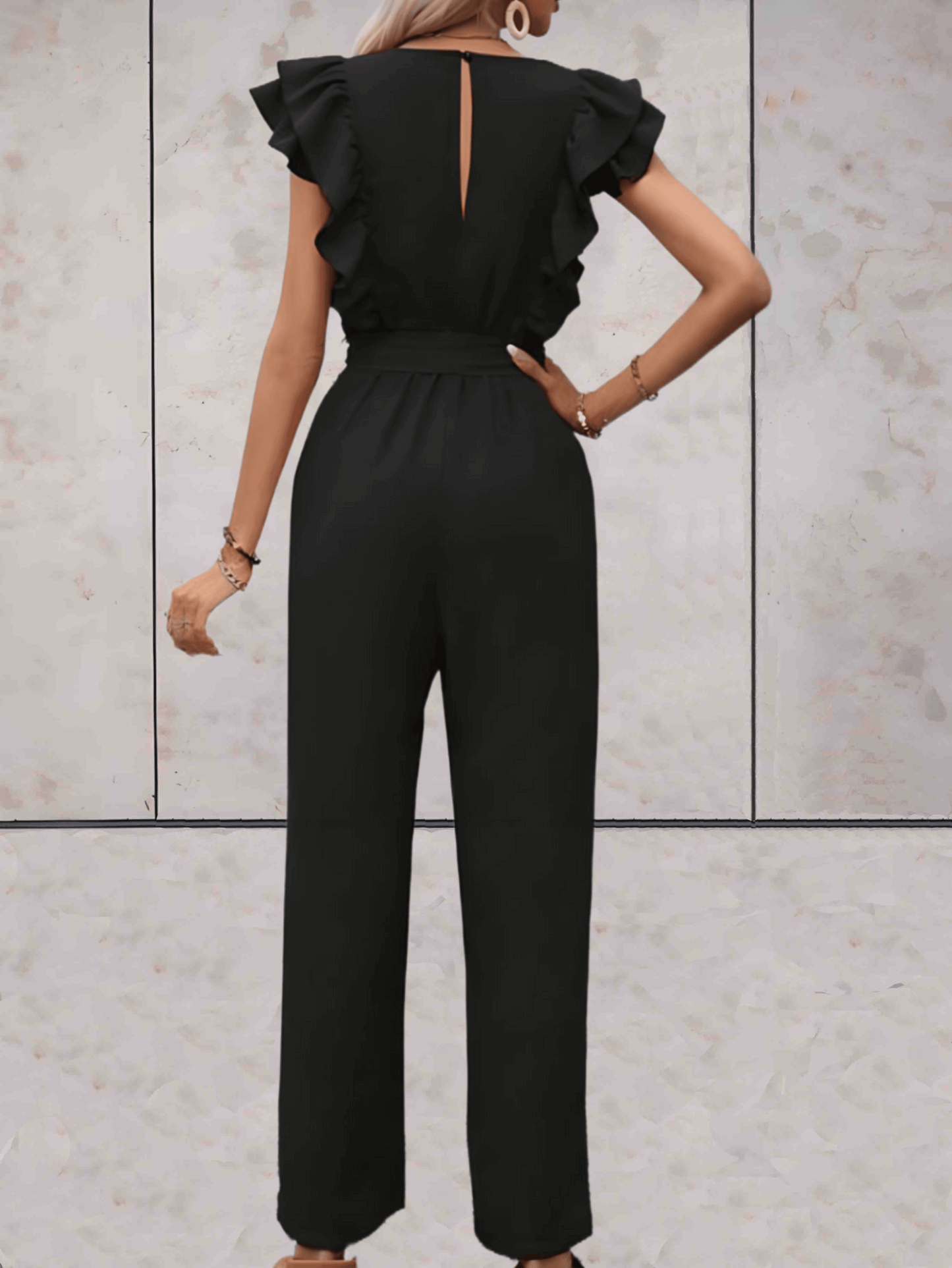 Chic Flare Sleeve V-Neck Romper