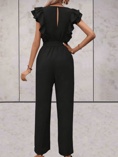 Chic Flare Sleeve V-Neck Romper