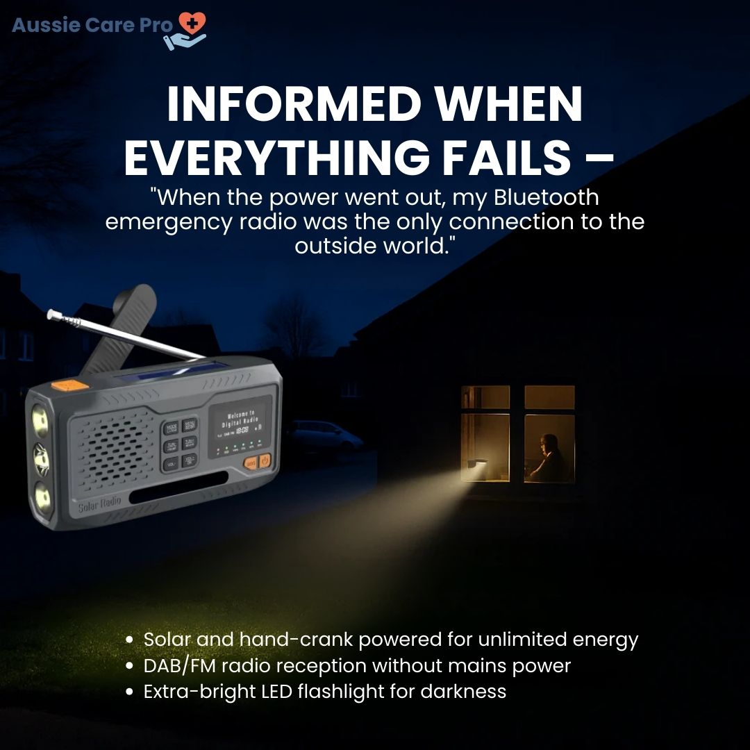 Portable Solar Powered Radio with Flashlight & Alarm