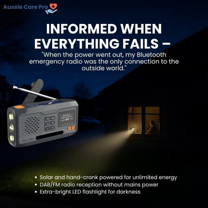 Portable Solar Powered Radio with Flashlight & Alarm