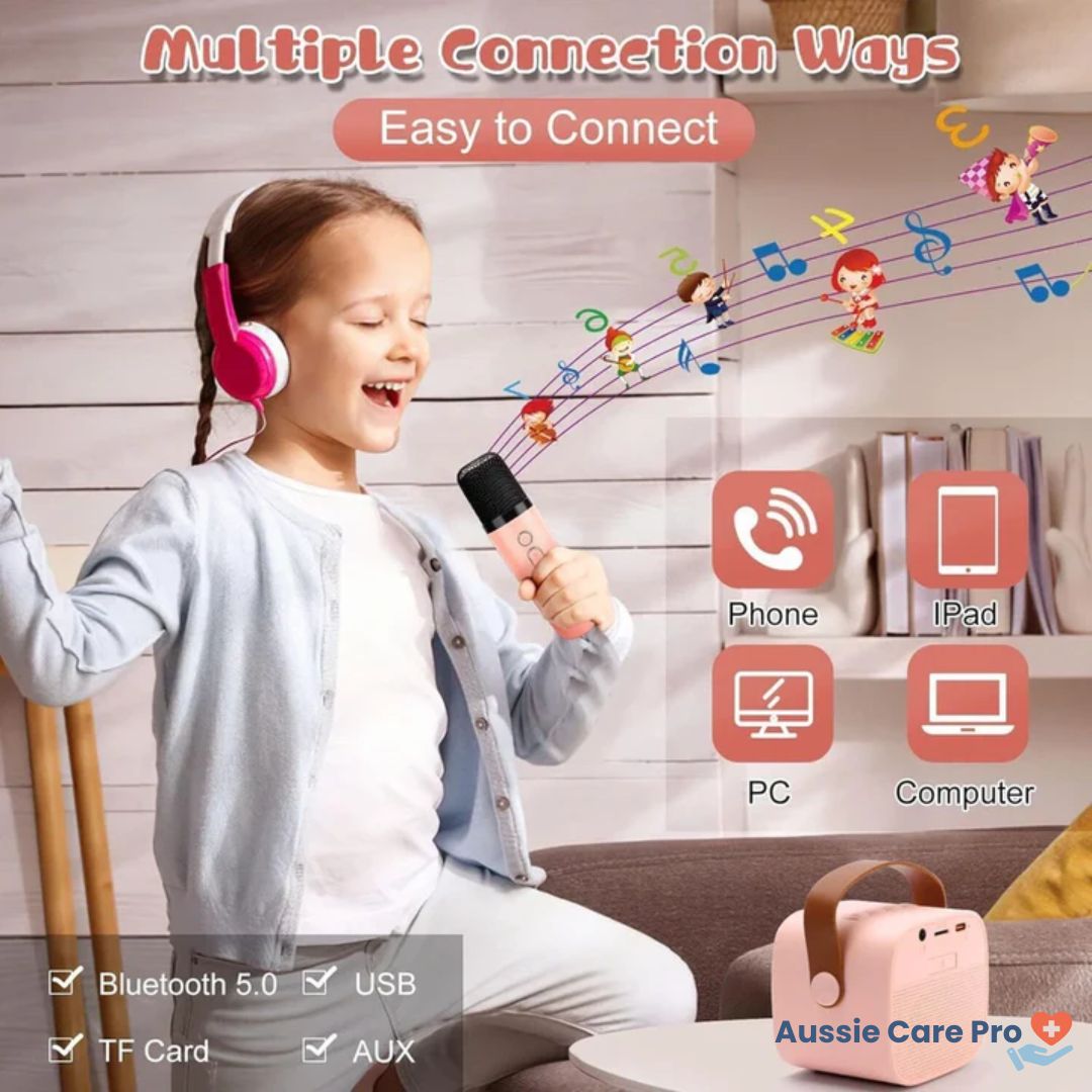 Fun Portable Karaoke System with Microphones and Lights
