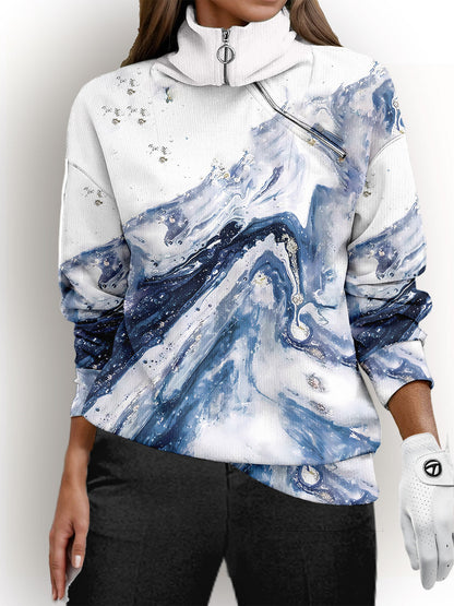 Graphic Print Golf Pullover Sweatshirt