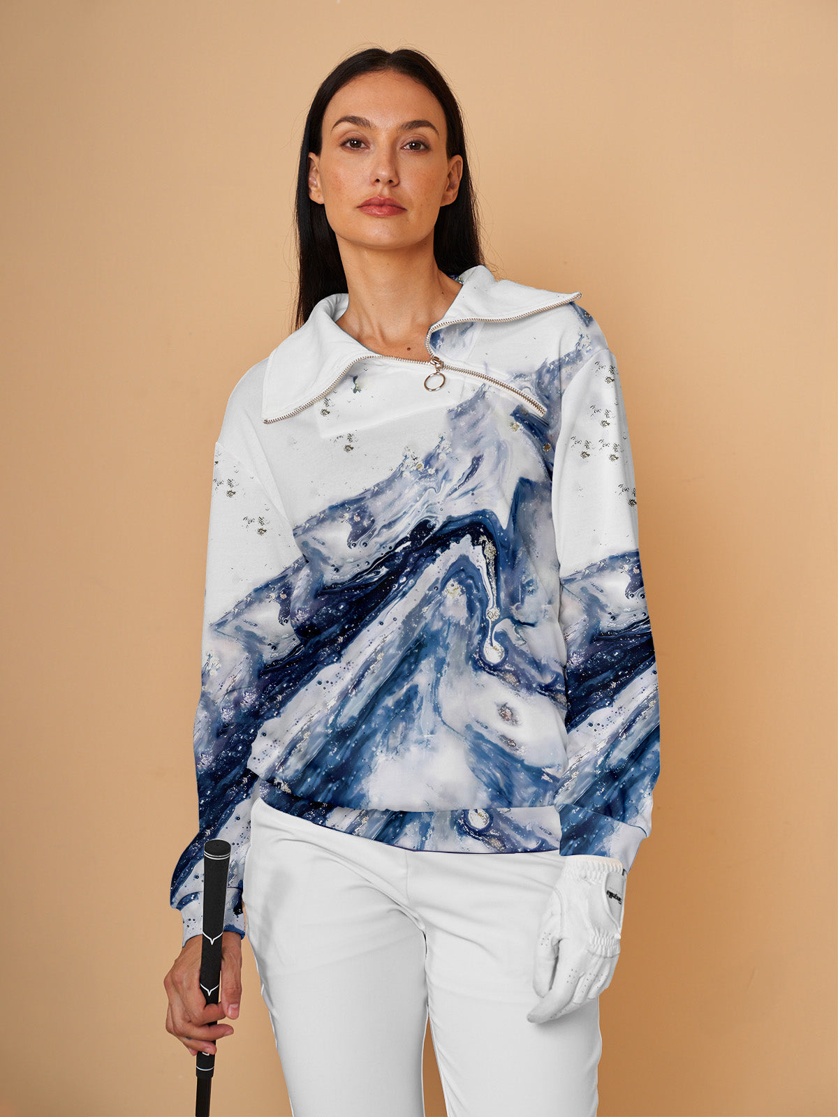 Graphic Print Golf Pullover Sweatshirt - Luxivelle