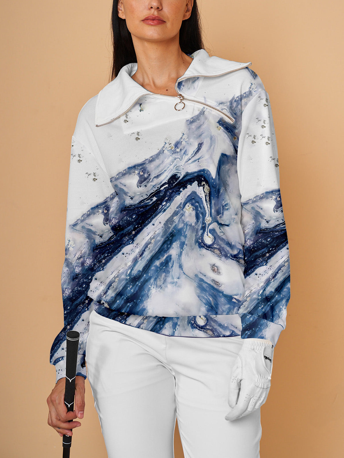 Graphic Print Golf Pullover Sweatshirt