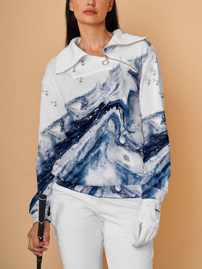 Graphic Print Golf Pullover Sweatshirt
