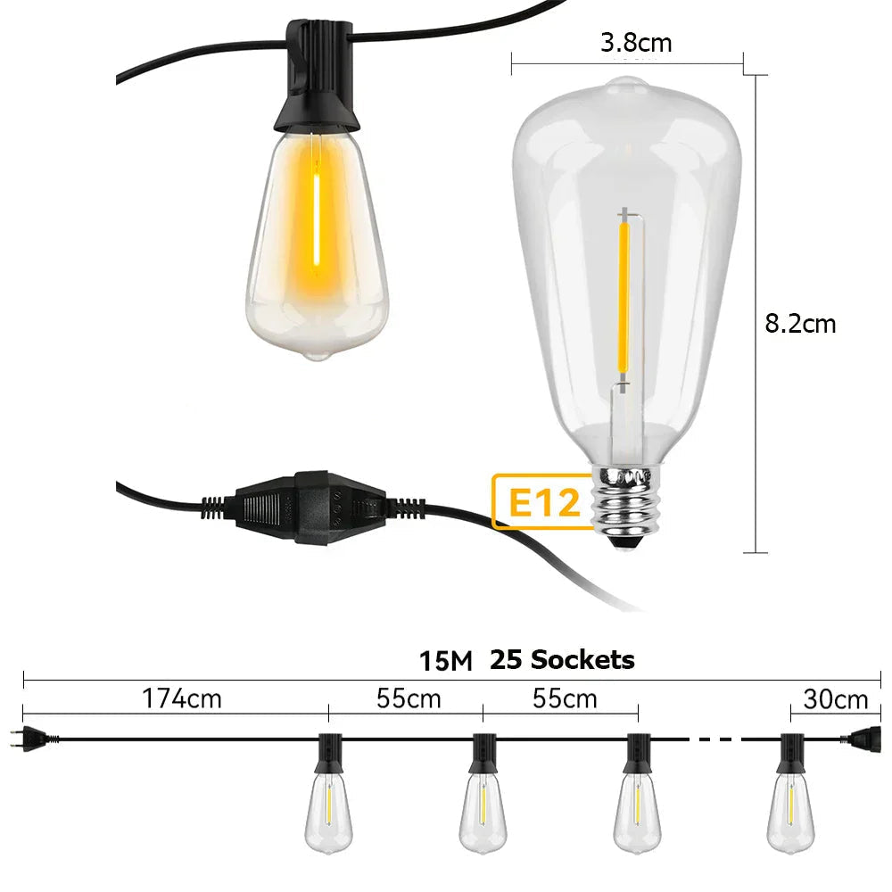 Waterproof Patio LED Fairy String Lights