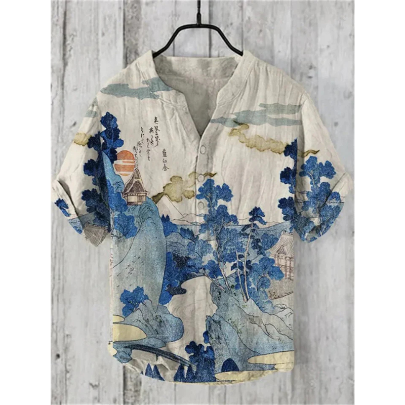 Casual Graphic Printed Short Sleeve Men's Summer Shirt
