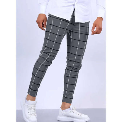 Relaxed Fit Plaid Trousers for Men