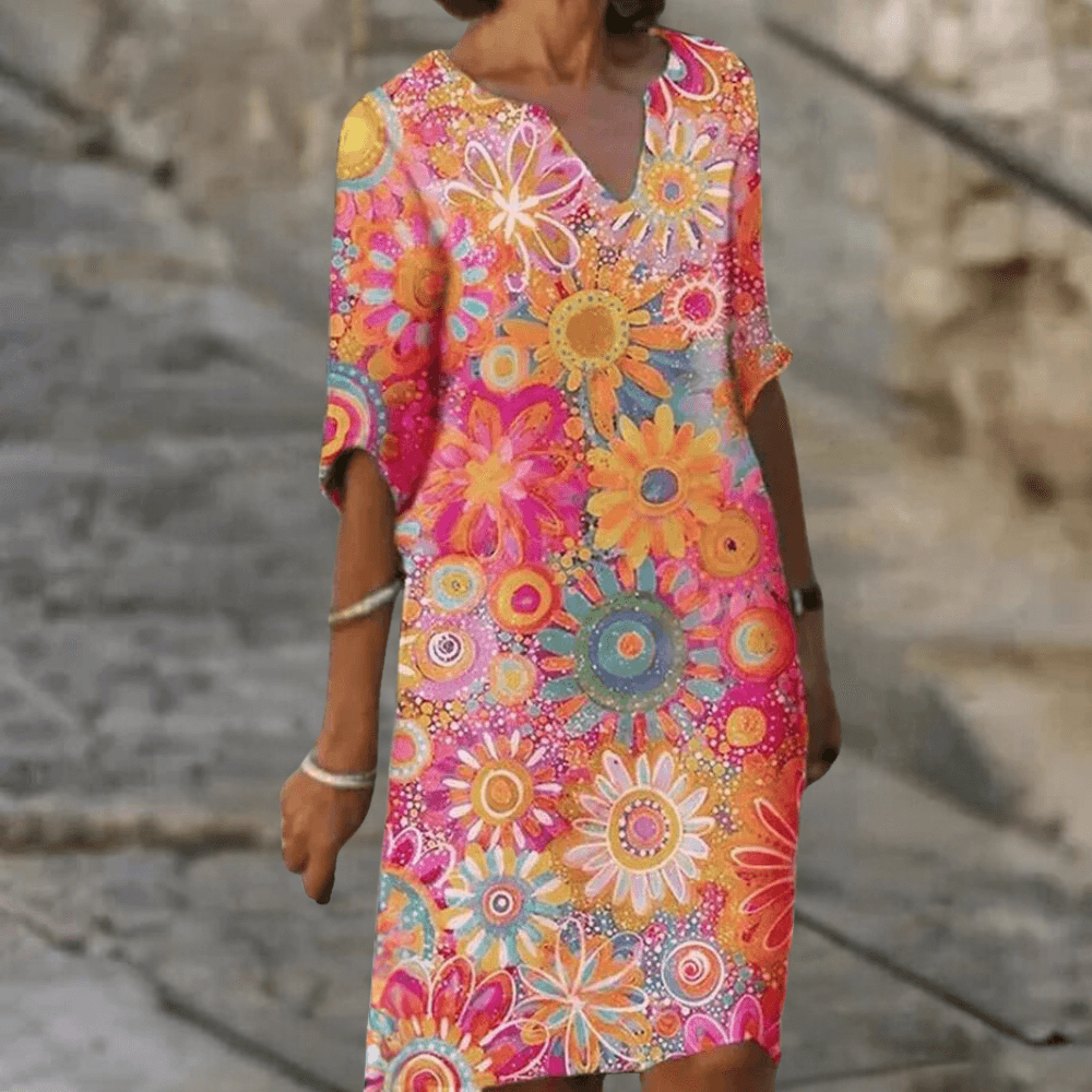 Ladies Pretty Mid Length Flower Dress