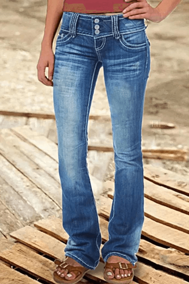 Distressed High Waist Wide Leg Women's Jeans