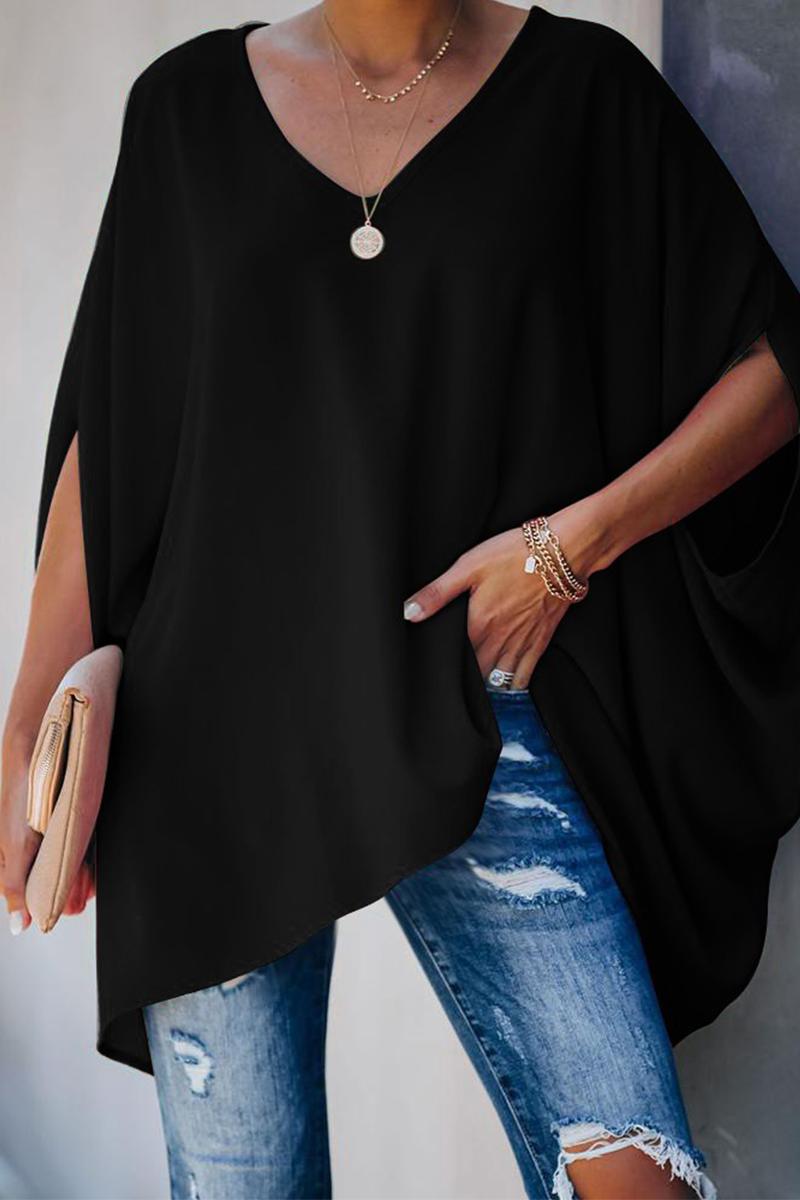 Relaxed Fit V-Neck Women's T-Shirts - Luxivelle