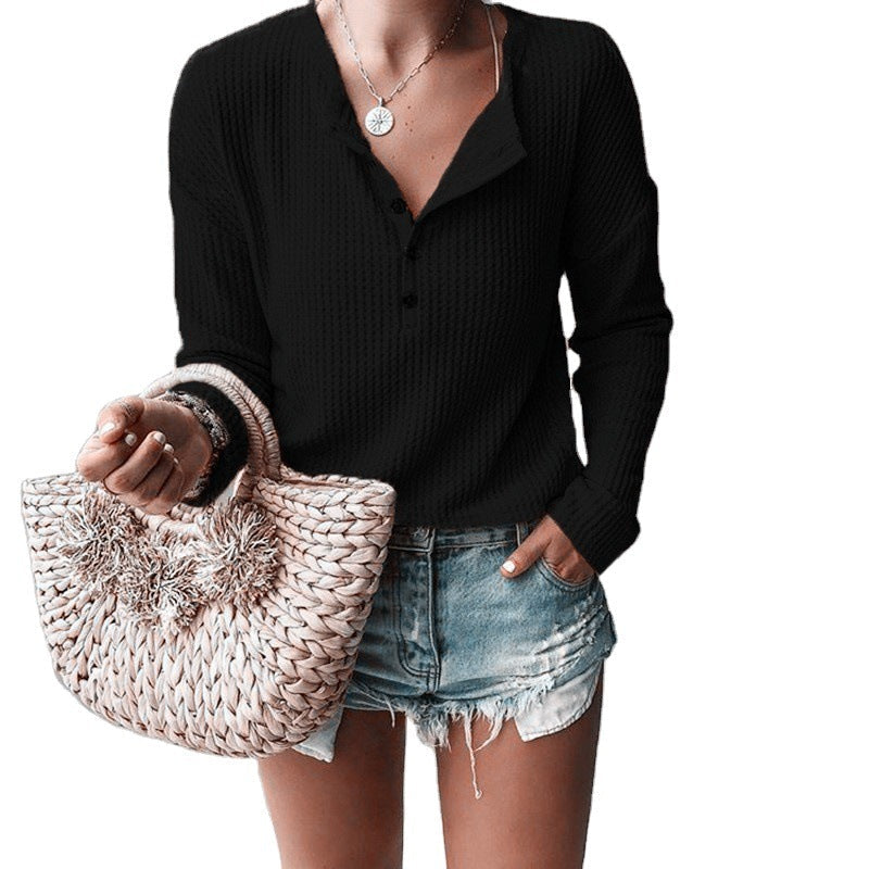 Soft Texture Crew Neck Long Sleeve Tops