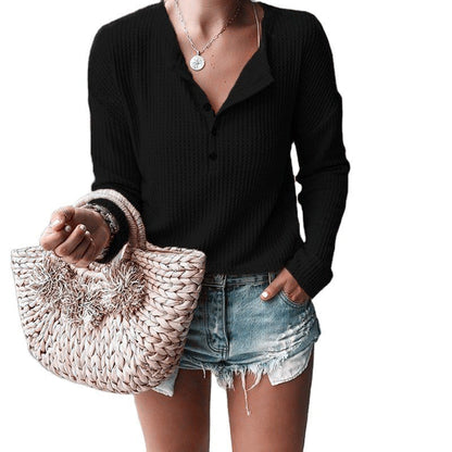 Soft Texture Crew Neck Long Sleeve Tops