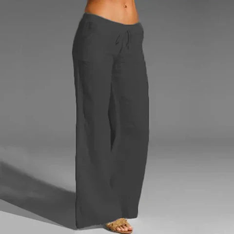 Comfortable Women's Loose Fit Linen Pants with Stretch Waist