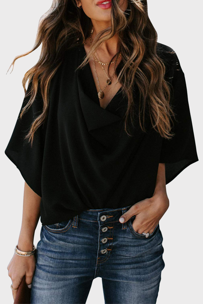 Relaxed Fit Cowl Neck Women's Top