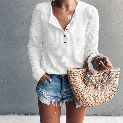 Soft Texture Crew Neck Long Sleeve Tops