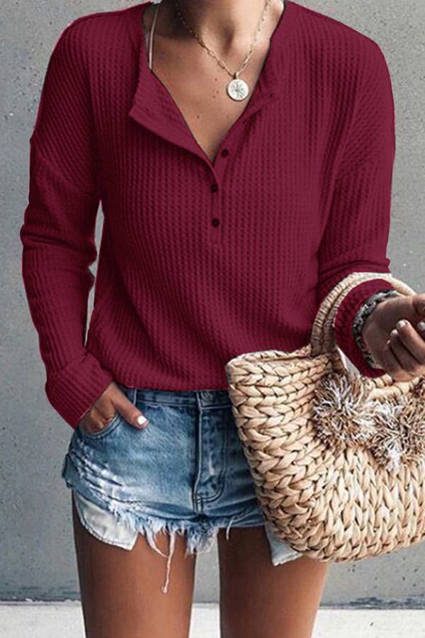 Soft Texture Crew Neck Long Sleeve Tops