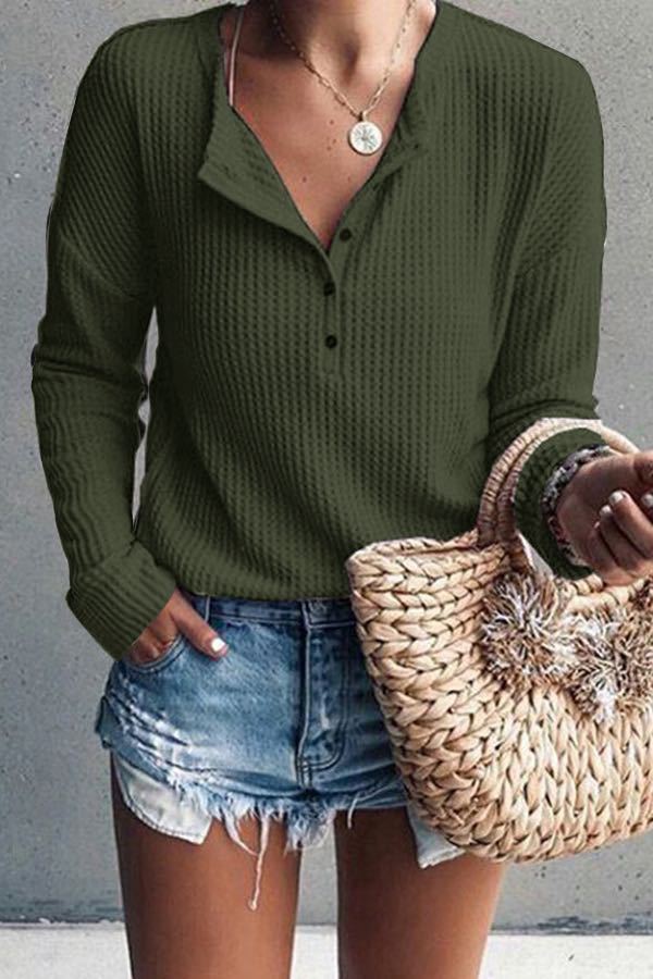 Soft Texture Crew Neck Long Sleeve Tops