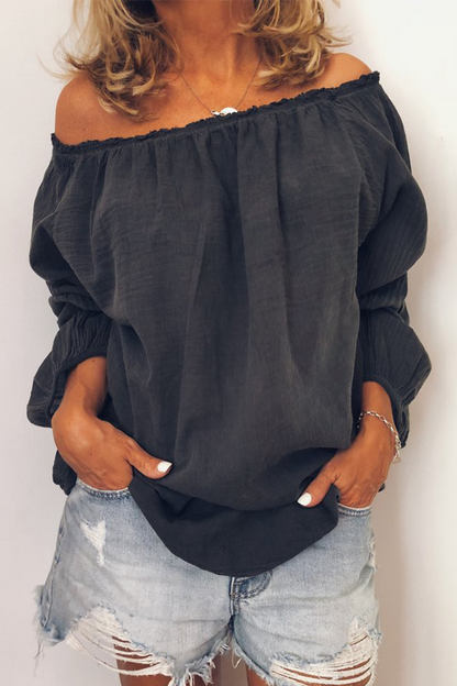 Stretchy Feminine Cold Shoulder Long Top