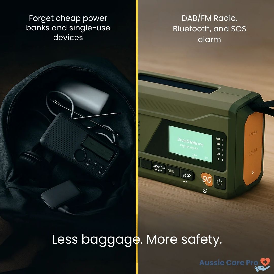 Portable Solar Powered Radio with Flashlight & Alarm