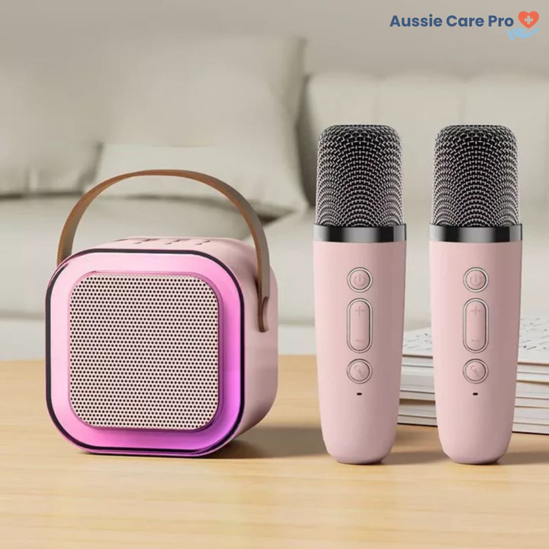 Fun Portable Karaoke System with Microphones and Lights