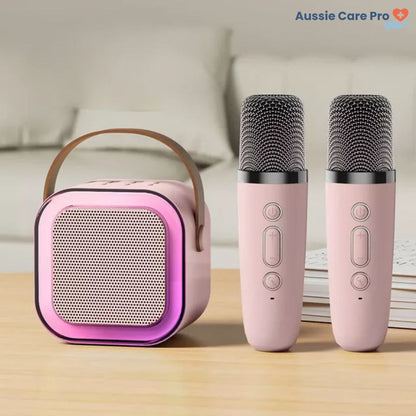 Fun Portable Karaoke System with Microphones and Lights