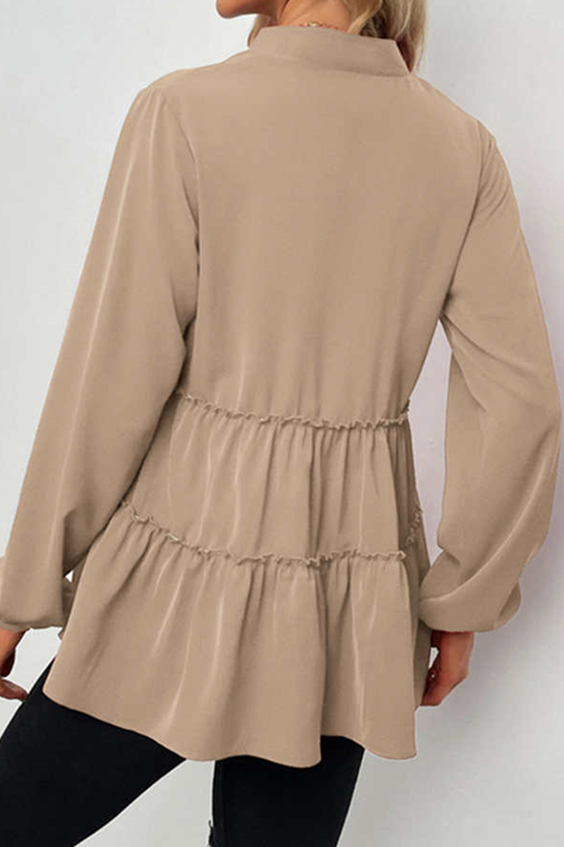 Ladies' Elegant V-Neck Ruffled Top Shirt