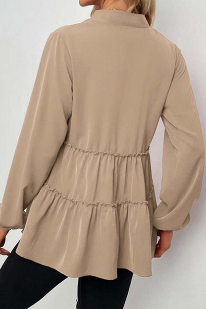 Ladies' Elegant V-Neck Ruffled Top Shirt