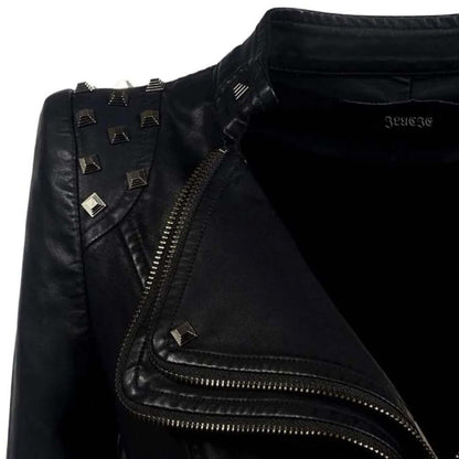 Slim Fit Studded Leather Motorcycle Jacket
