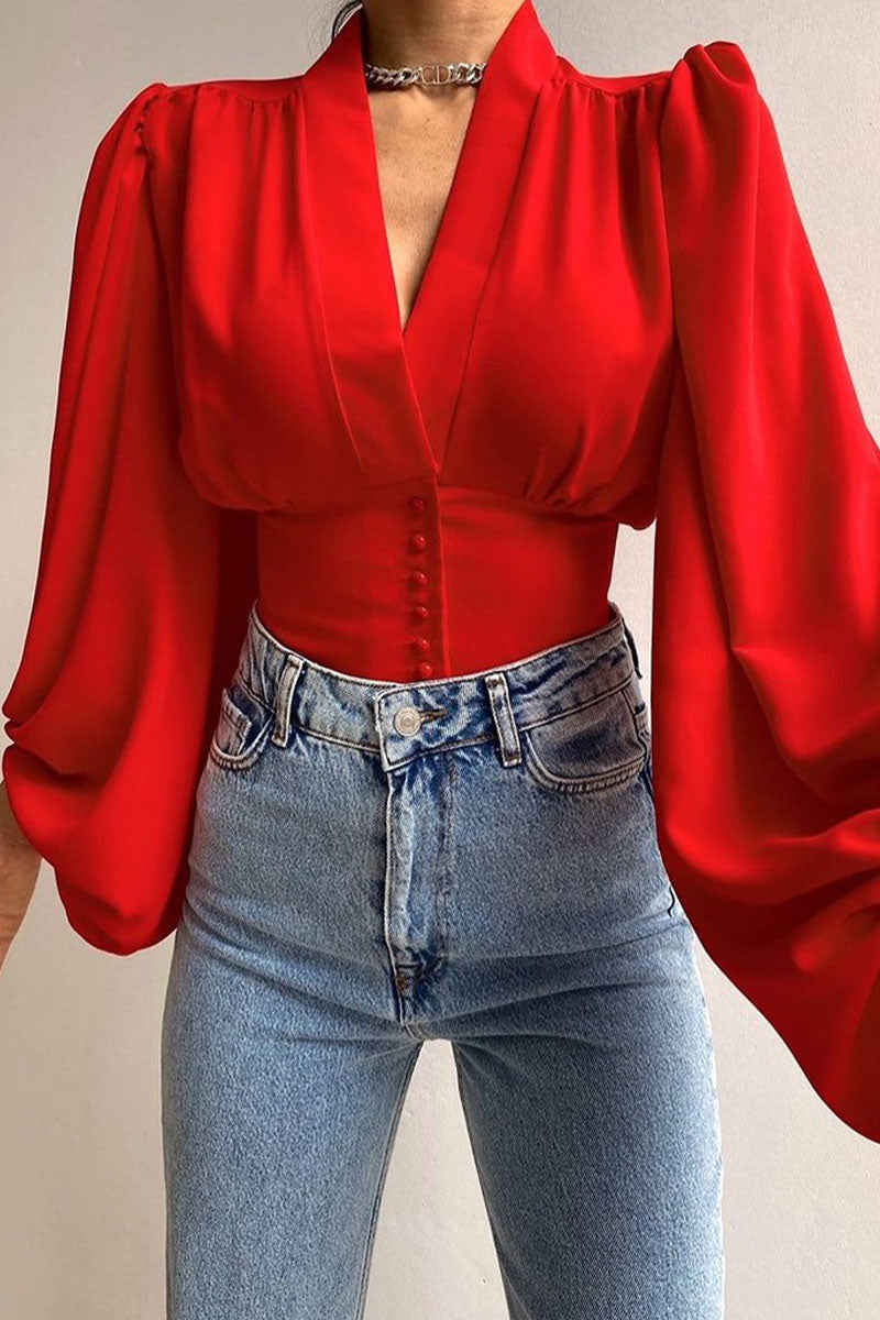 Ladies' Relaxed Fit Puffed Sleeve Blouse