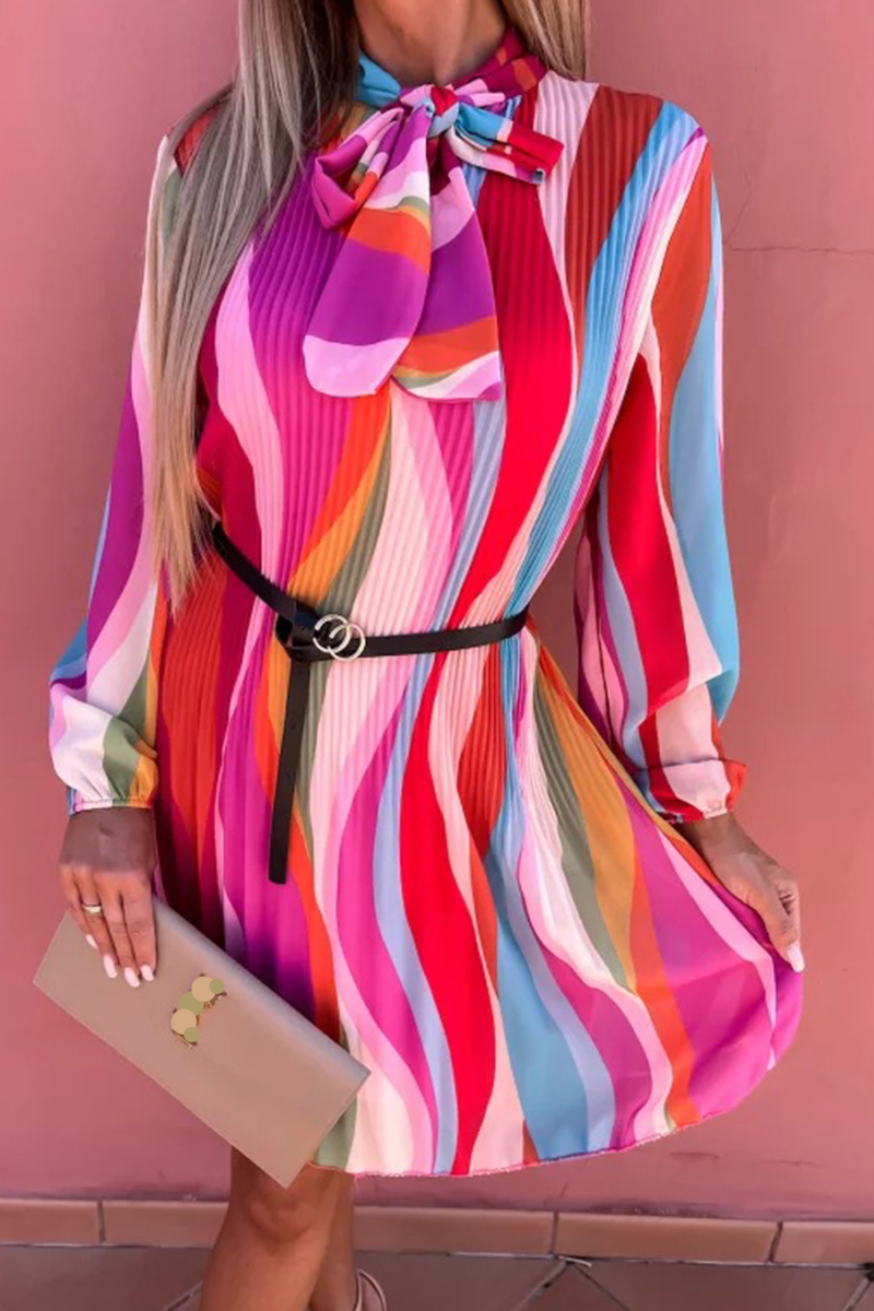 Women's Bright Floral Ruffle Dress with Sash