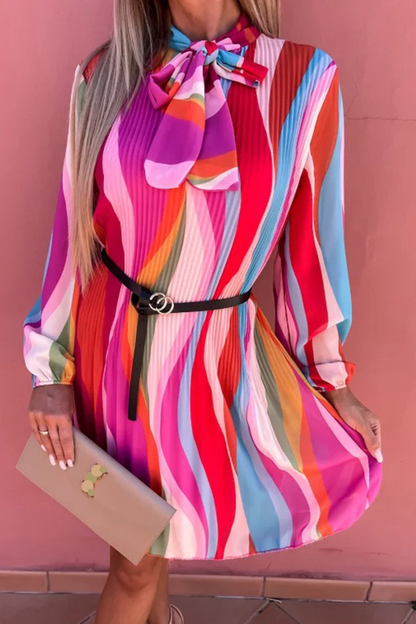 Women's Bright Floral Ruffle Dress with Sash