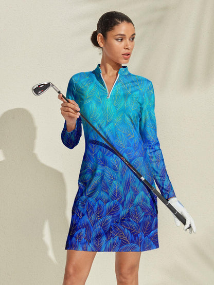 Fun Ocean Navy Blue Maxi Dress SPF 50 Protection