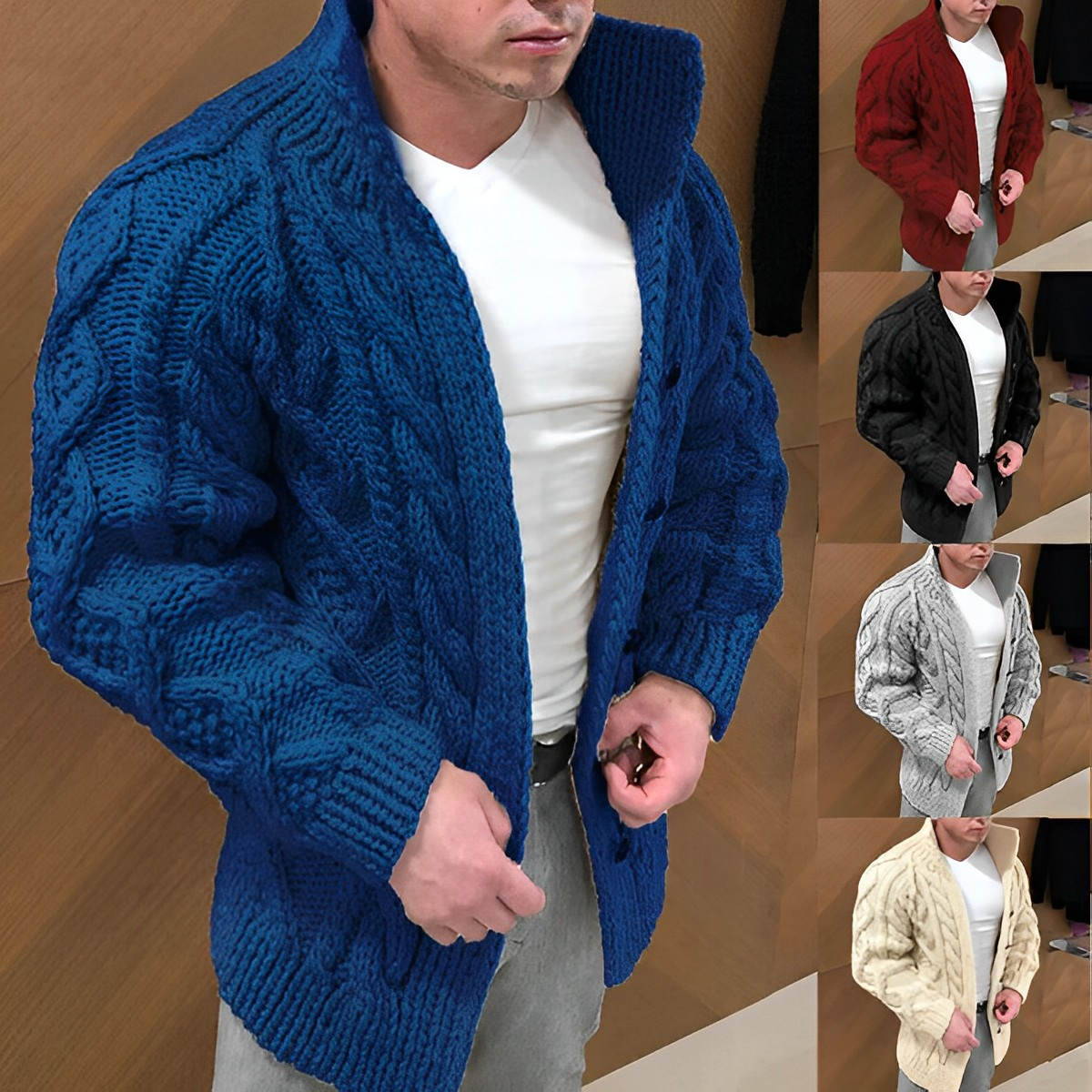 Men's Open Front Oversized Cardigan Sweater