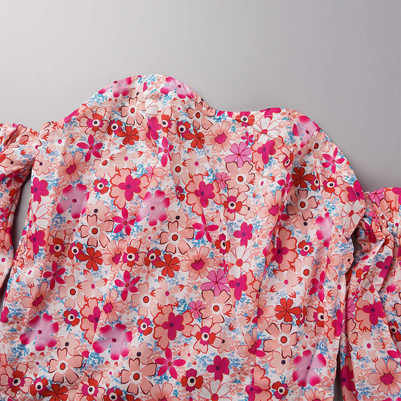 Ladies' Cute Floral Cold Shoulder Blouse