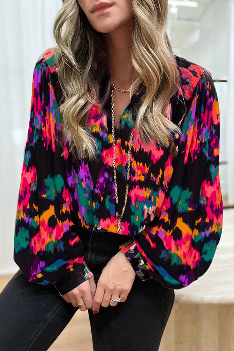 Fashionable Geometric Pattern Blouse Shirt - Luxivelle