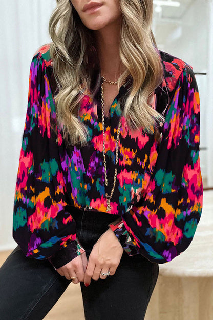 Fashionable Geometric Pattern Blouse Shirt - Luxivelle
