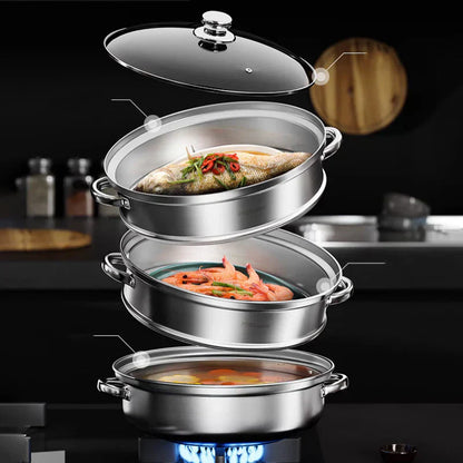 Easy 3 Tier Food Steamer with Glass Lid