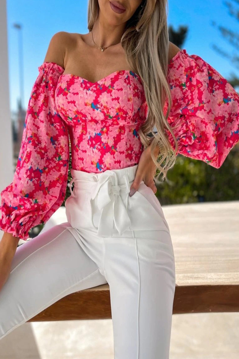 Ladies' Cute Floral Cold Shoulder Blouse