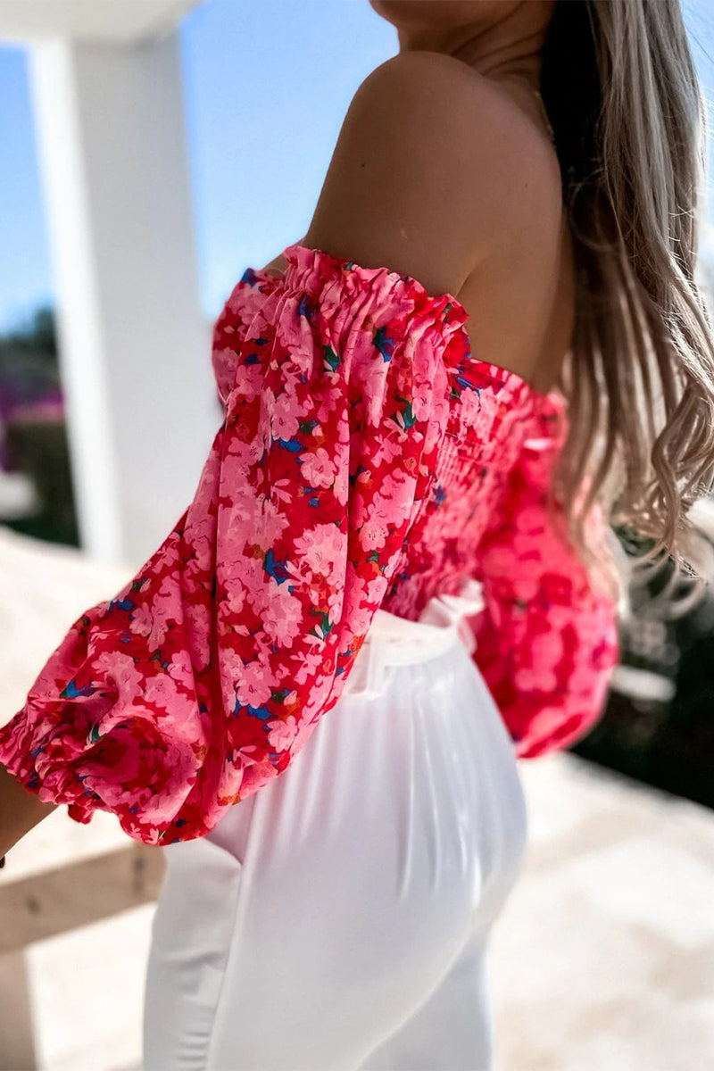 Ladies' Cute Floral Cold Shoulder Blouse