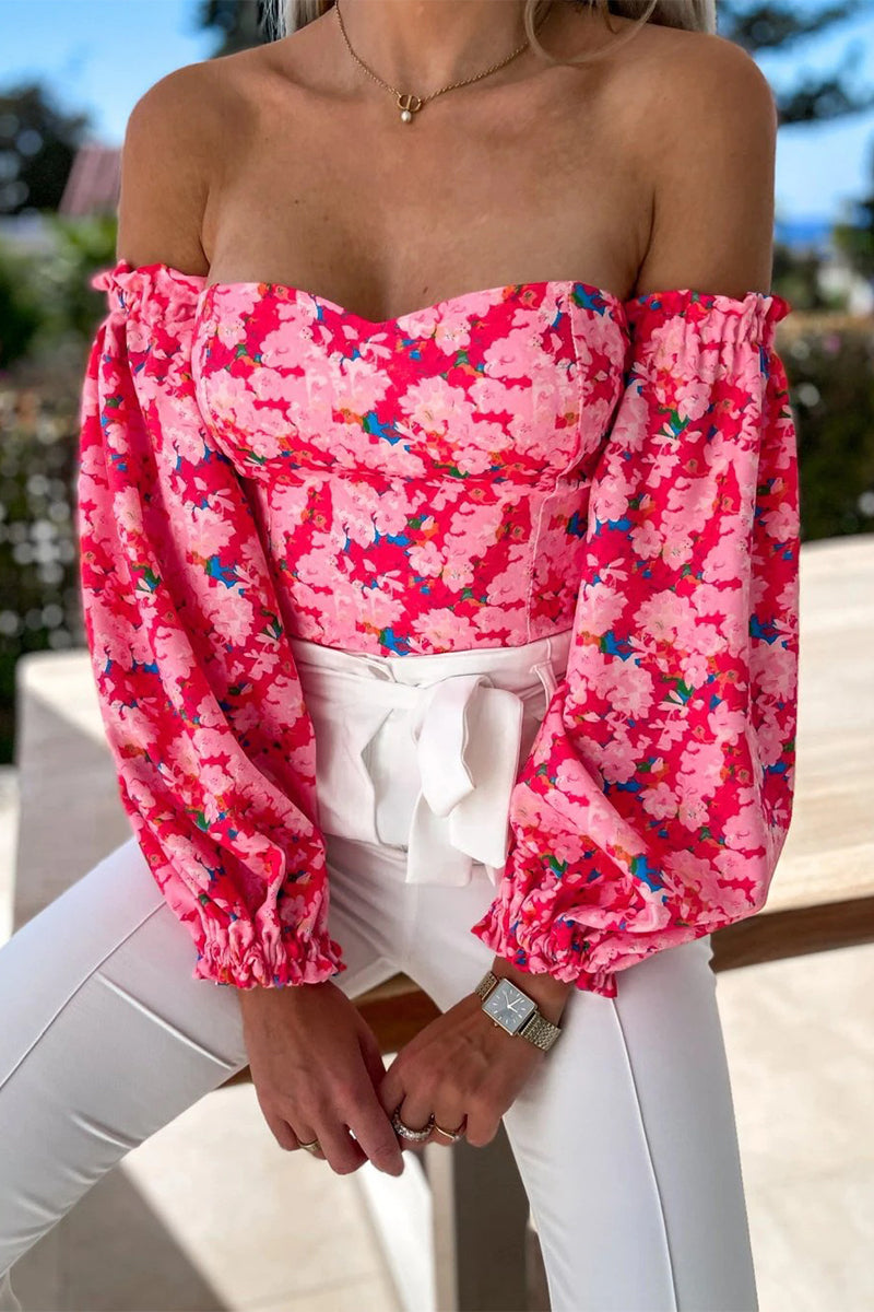 Ladies' Cute Floral Cold Shoulder Blouse