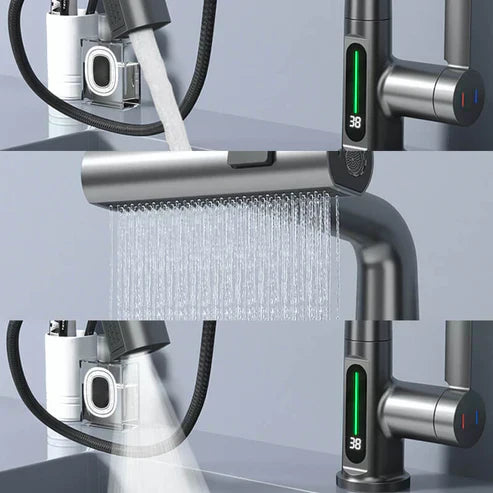 Flexible LED Faucet with 360° Swivel and Spray Nozzle